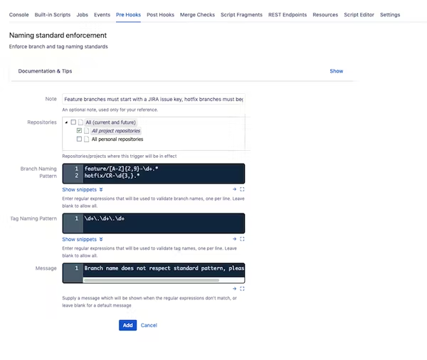Screenshot of ScriptRunner for Bitbucket