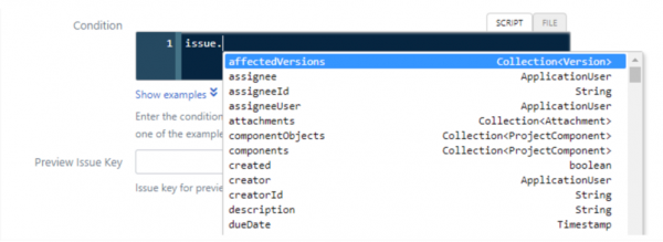 Example of code completions