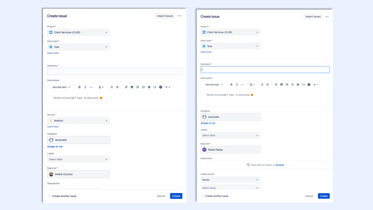 A screenshot of showing/hiding priority field based on user