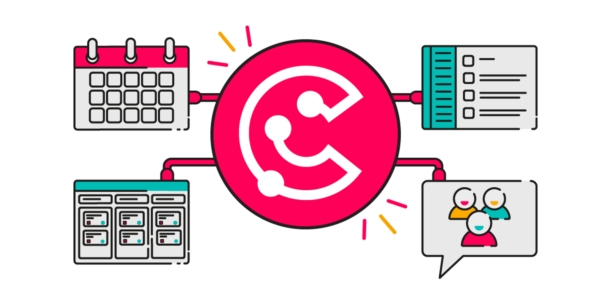 ScriptRunner Connect icon connecting out to various illustrated windows