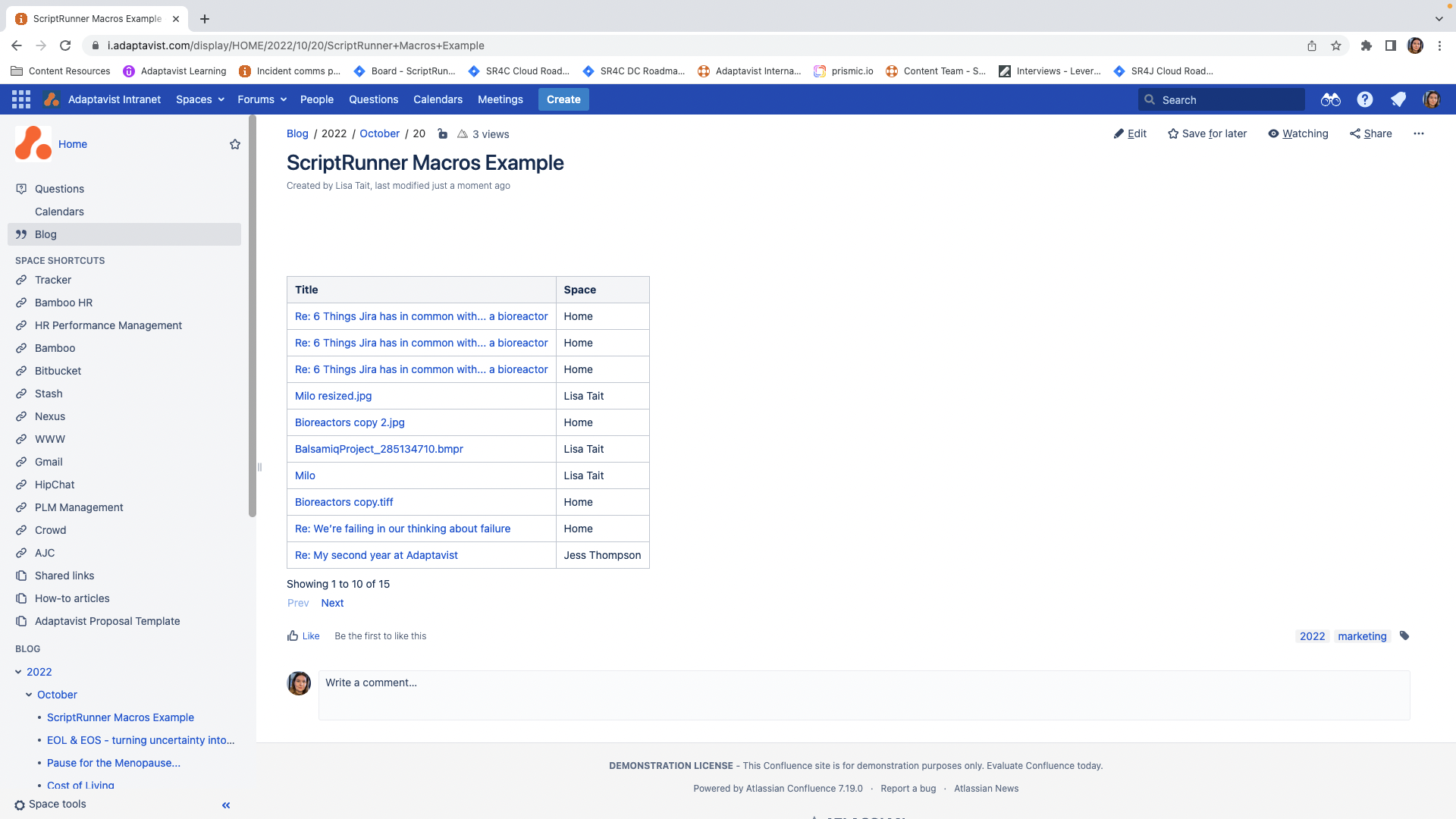 Screenshot of CQL Search macro