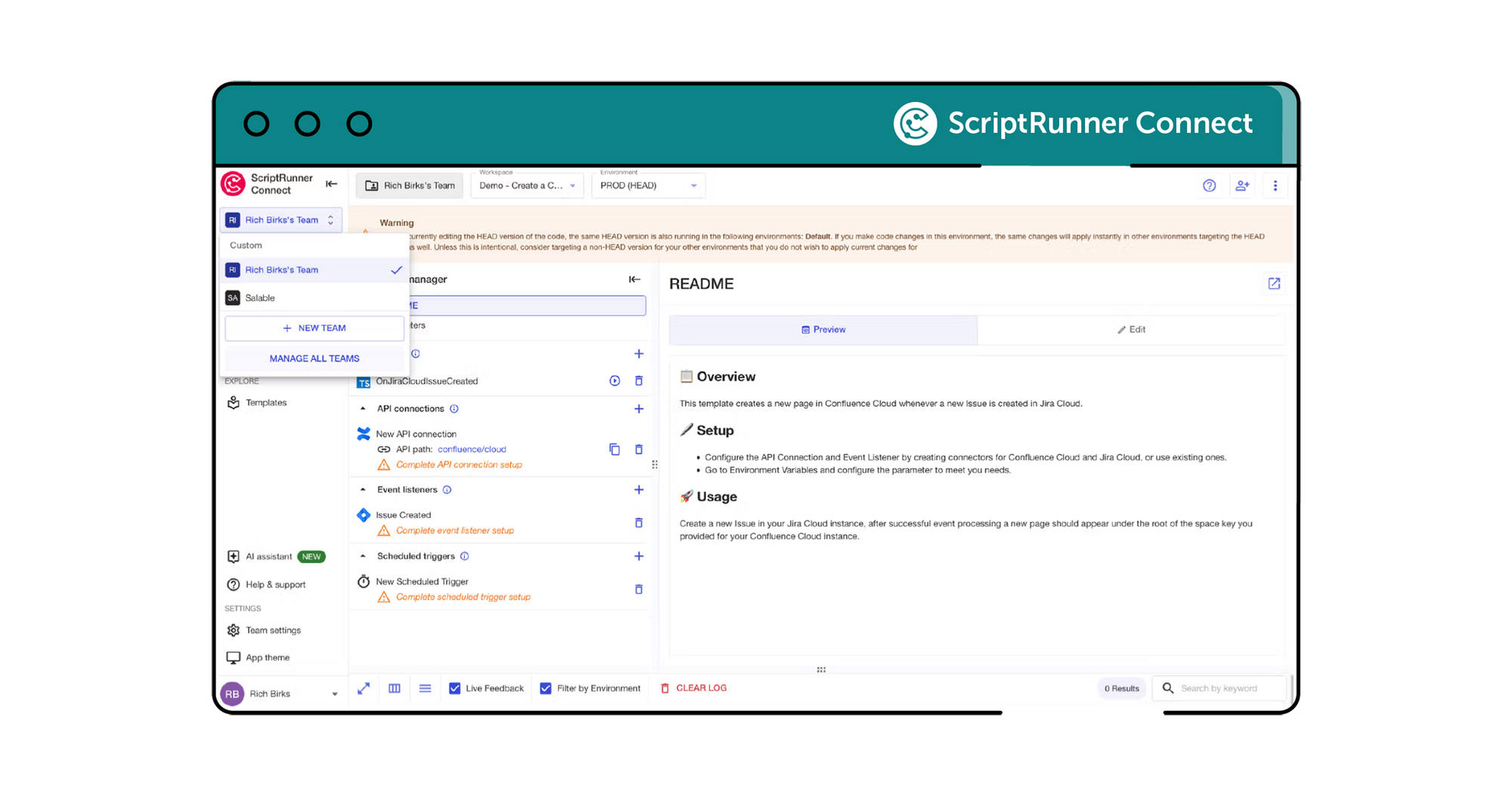 ScriptRunner Connect collaborative workspace