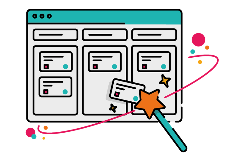 illustration of a magic wand and a jira board