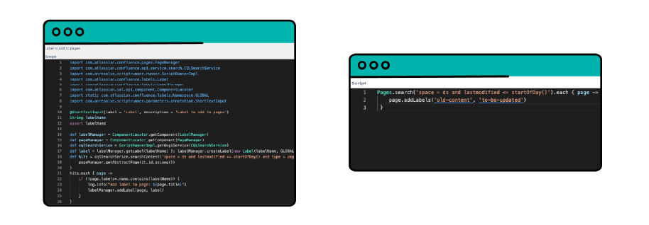 Two code examples side by side