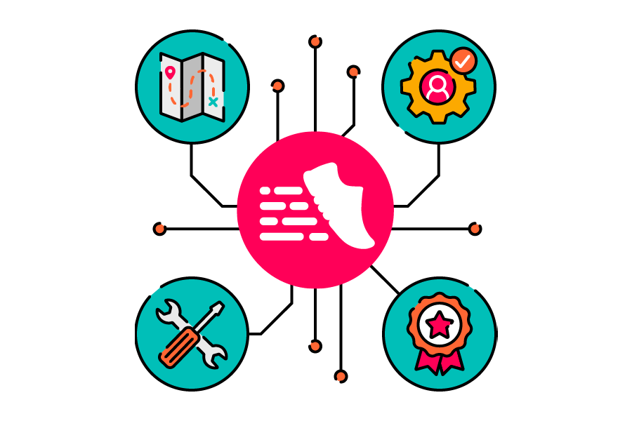 The ScriptRunner logo is in the centre and connects colourful icons representing the settings of work tools