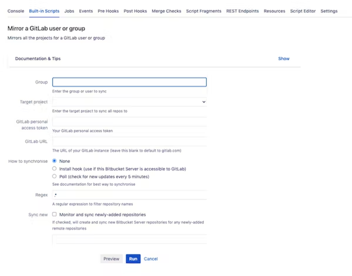 Screenshot of ScriptRunner for Bitbucket