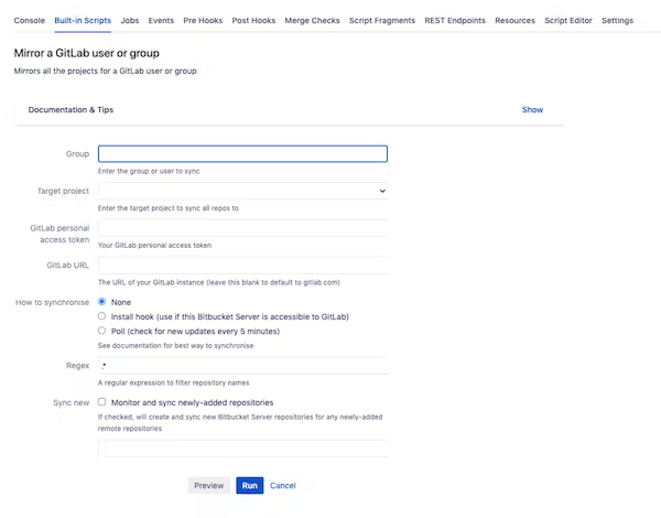 Screenshot of ScriptRunner for Bitbucket