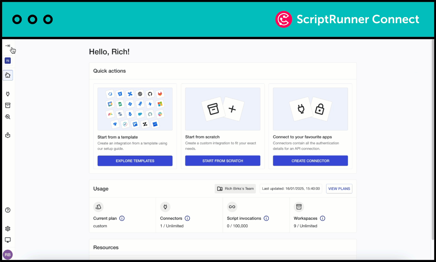 A GIF showing how users can navigate the new side-navigation panel in ScriptRunner Connect