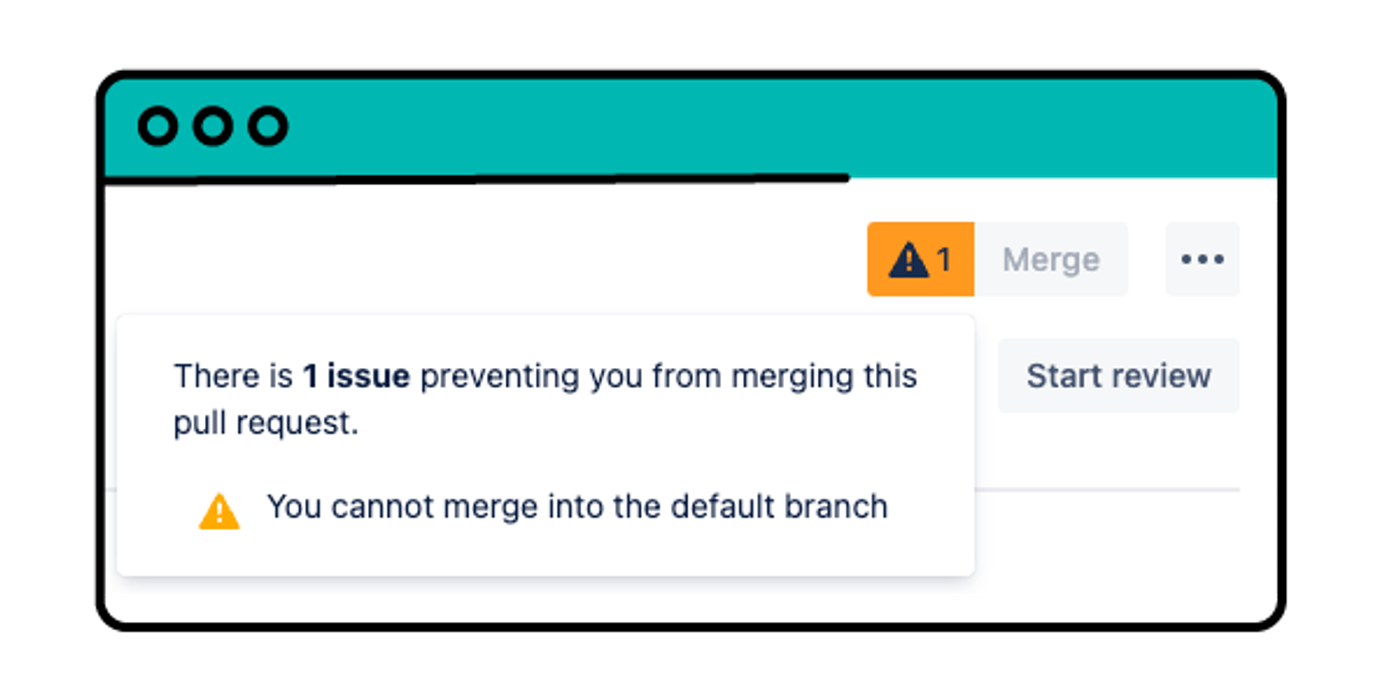 A screenshot of a merge check warning