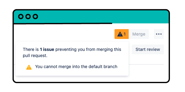 A screenshot of a merge check warning