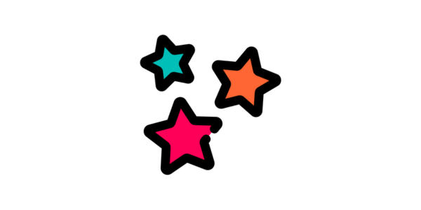 Three colourful star icons