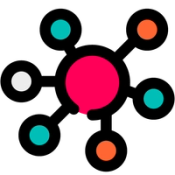 An icon of colourful interconnected circles