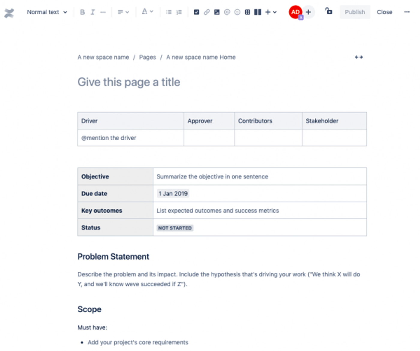 Basic project plan template