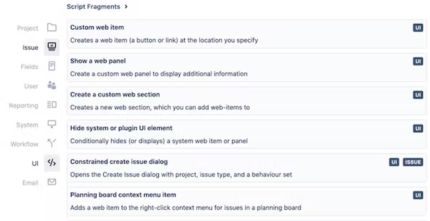 Screenshot of customisation on ScriptRunner for Jira