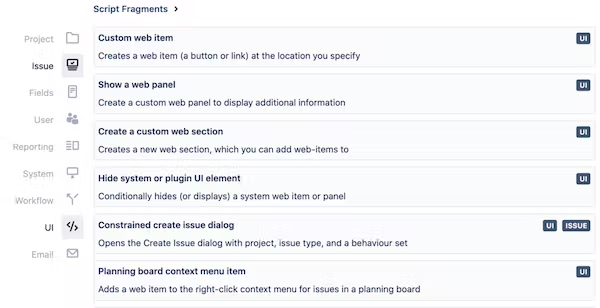 Screenshot of customisation on ScriptRunner for Jira