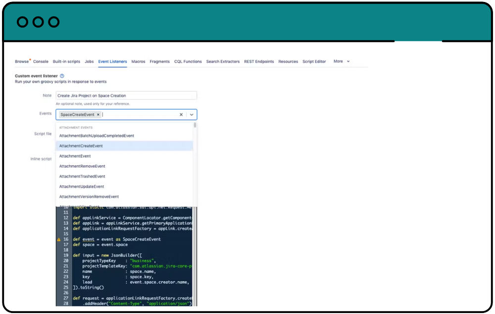 Screenshot of ScriptRunner for Confluence automation