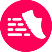 ScriptRunner icon: a white trainer on a pink circle background