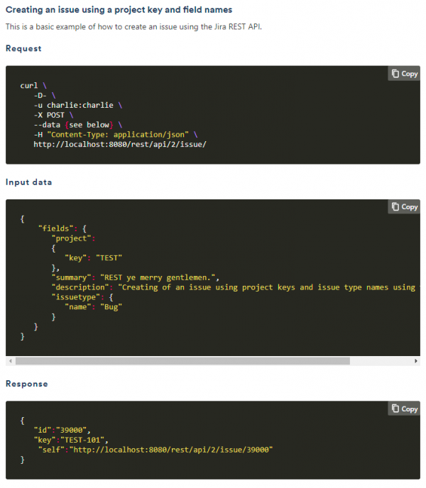Screenshot of how to create an issue