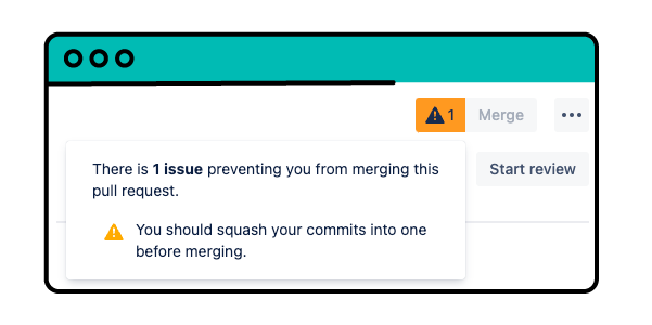 A screenshot of a merge check warning