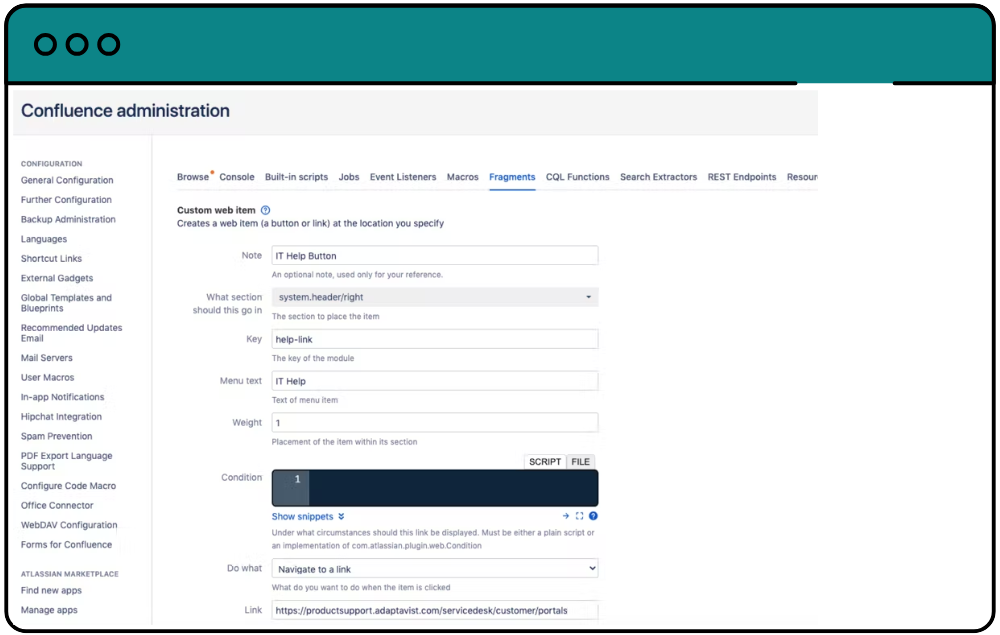Product screenshot for extending functionality