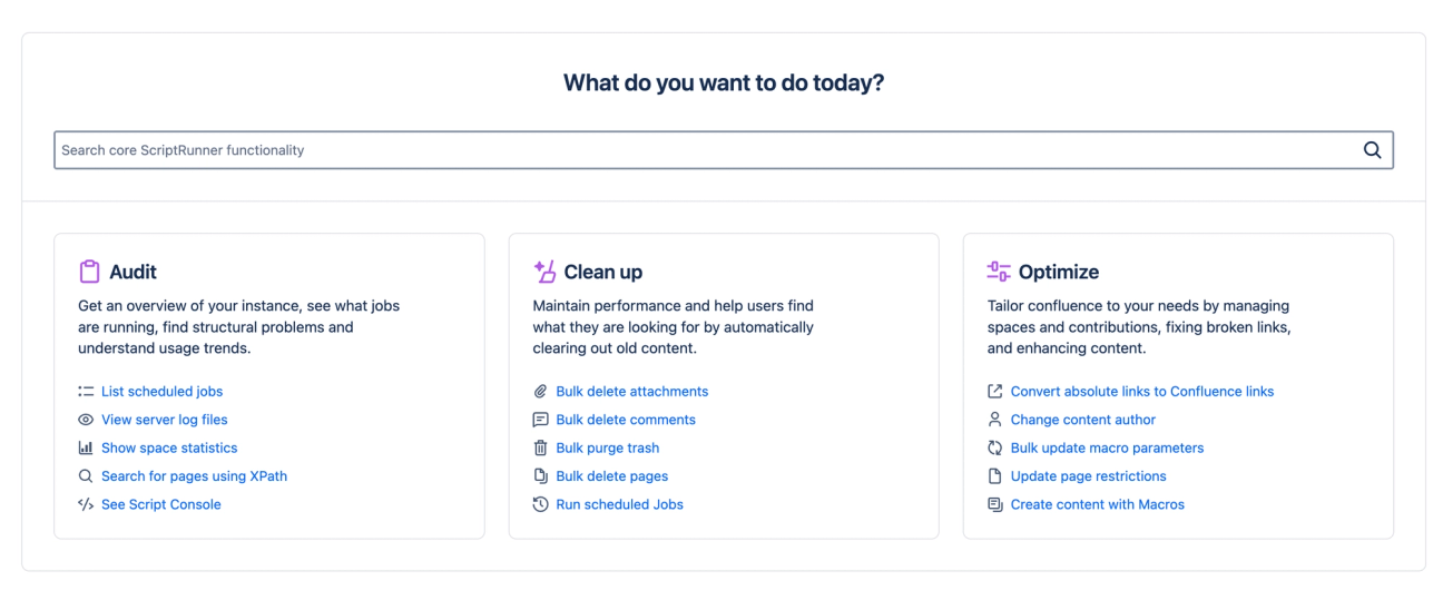 ScriptRunner for Confluence Data Center - New Homepage (panels)