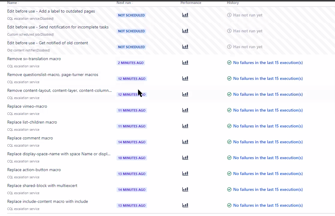 A list of scripts running in batches