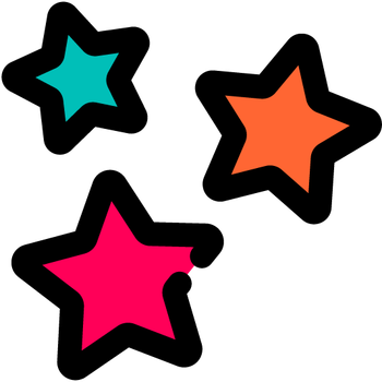 Three colourful star icons
