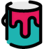 A illustration of a paint can with pink paint spilling out