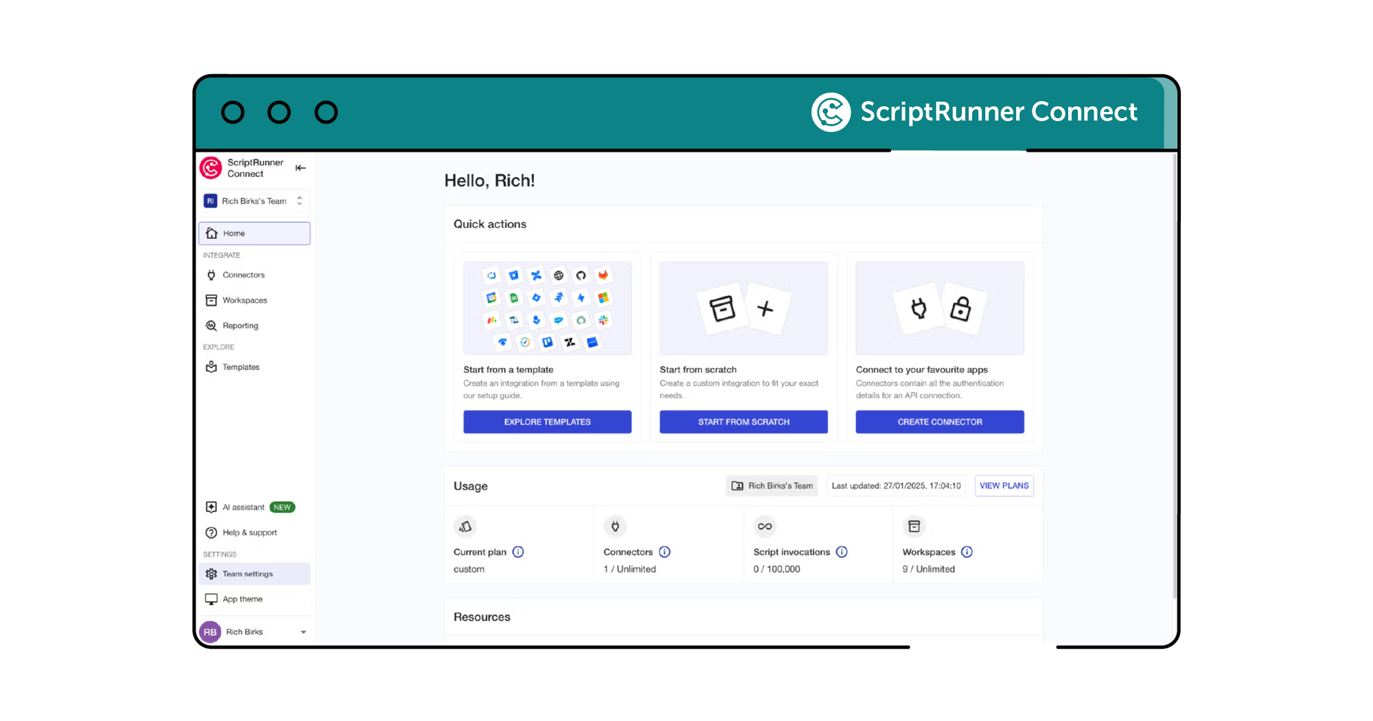 ScriptRunner Connect dashboard screenshot
