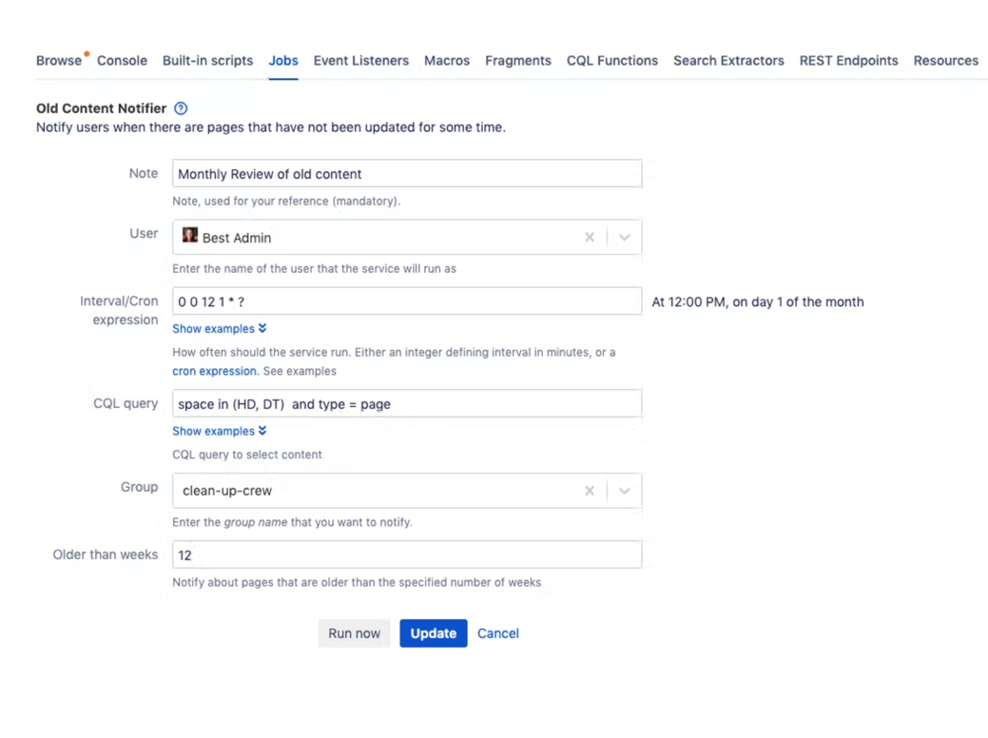 Product screenshot for content management