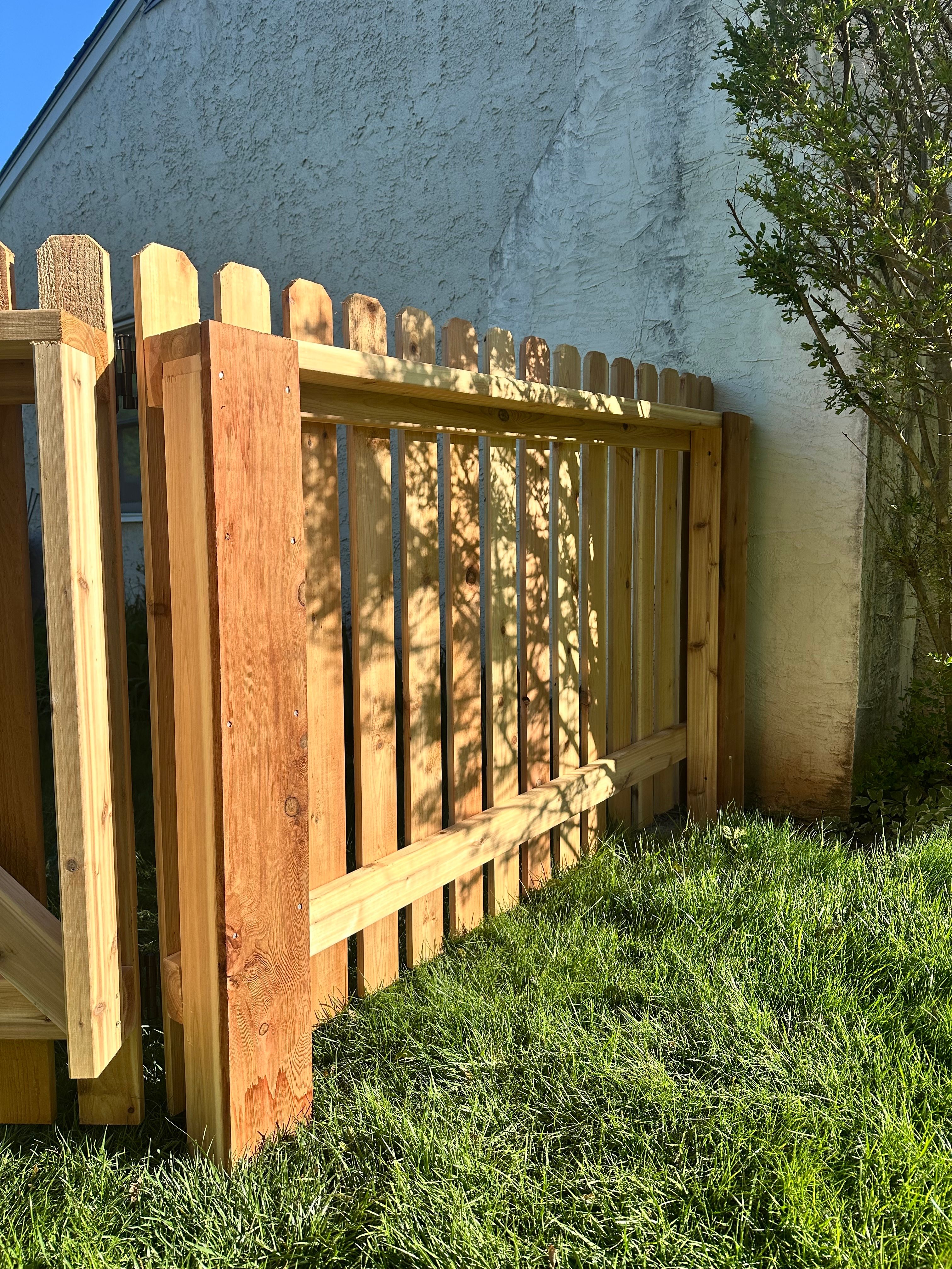 cedar picket fence post and framing
