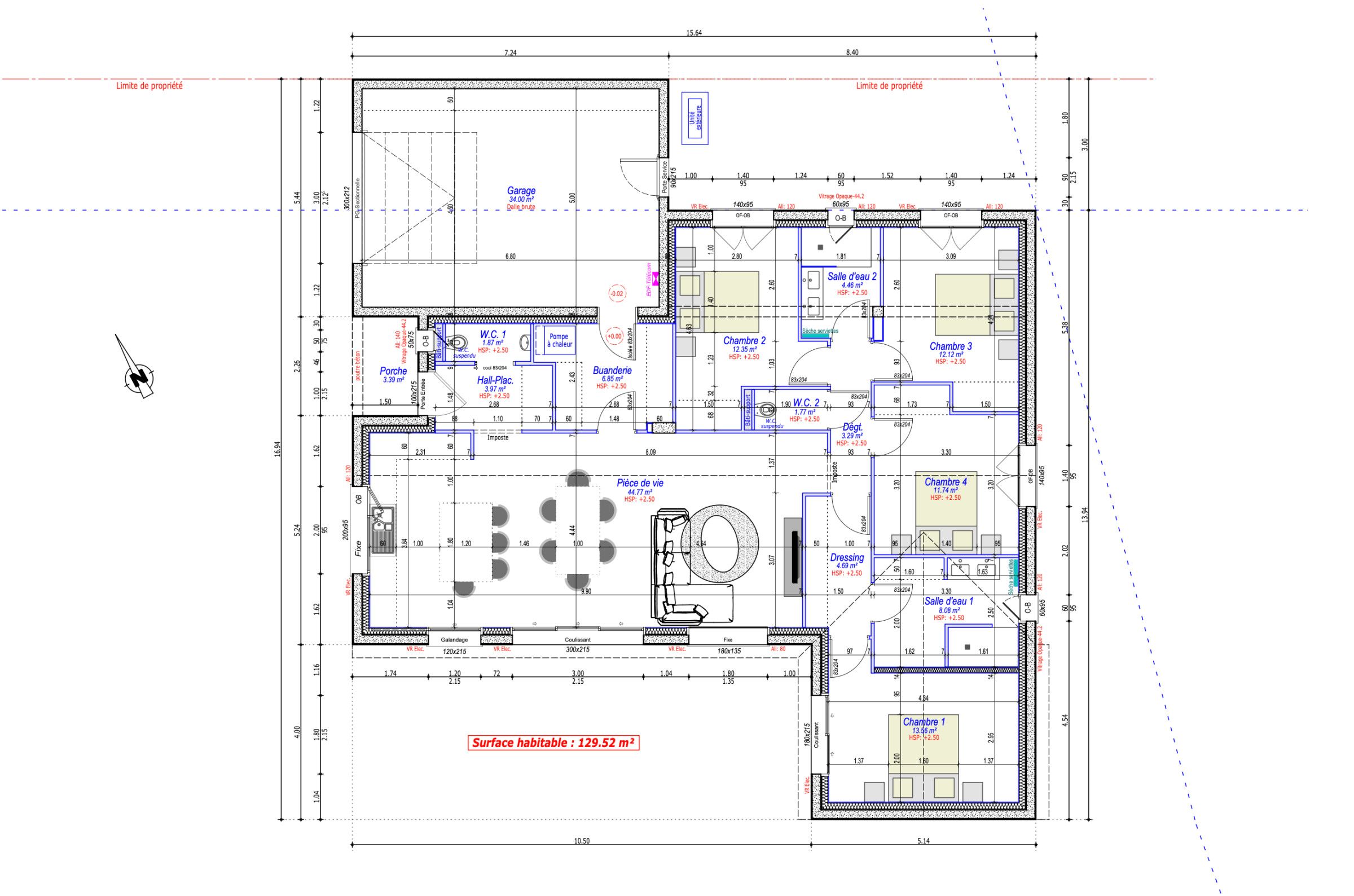 Plan Pavillon Contemporain - 130 m²