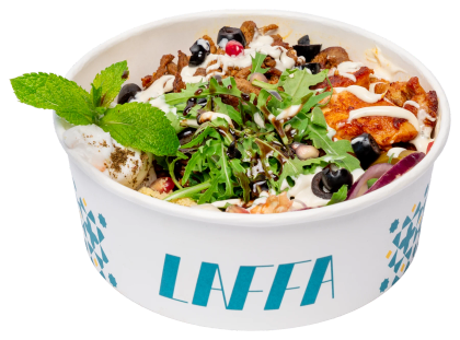 Laffa bowl met kruidensalade en munt