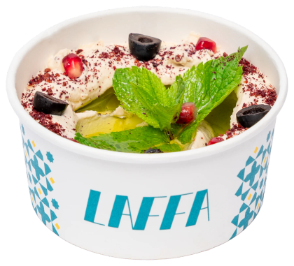 Laffa bowl met sumak, olijven en munt
