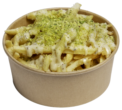 Friet met kaassaus en kruiden