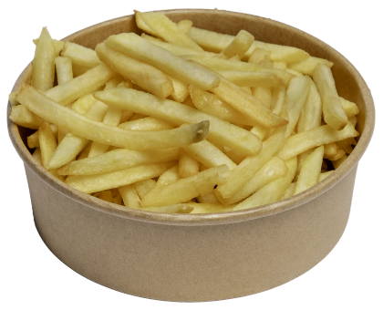 Verse friet in een kraft bakje