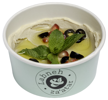 Labneh & Za'atar bowl met olijfolie, olijven en munt