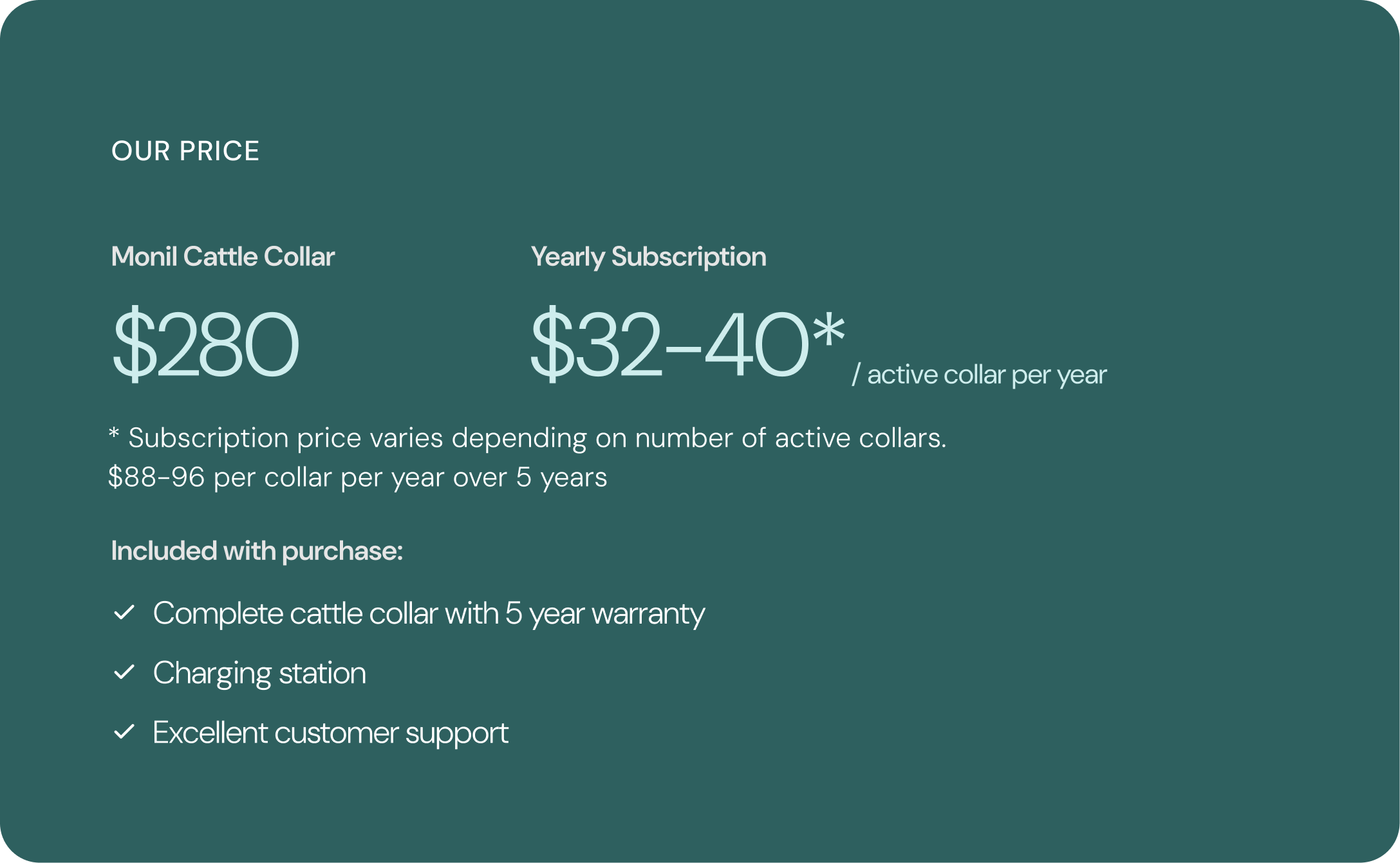 Monil cattle collar pricing 