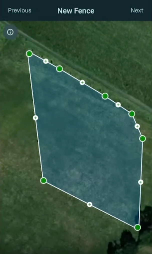Screengrab from the video of Chris explaining how he draws a fence boundary in the Monil App. 