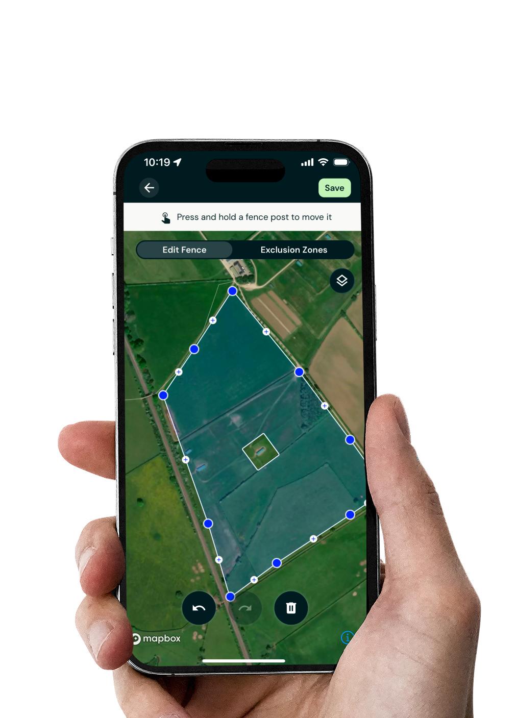 Move fences and pastures on the monil app 