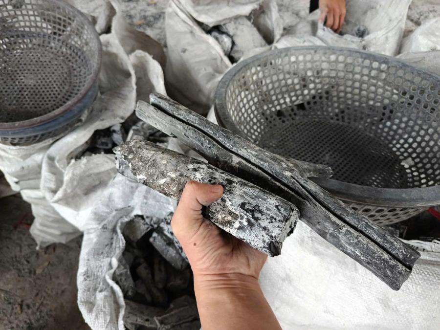 White charcoal at workshop