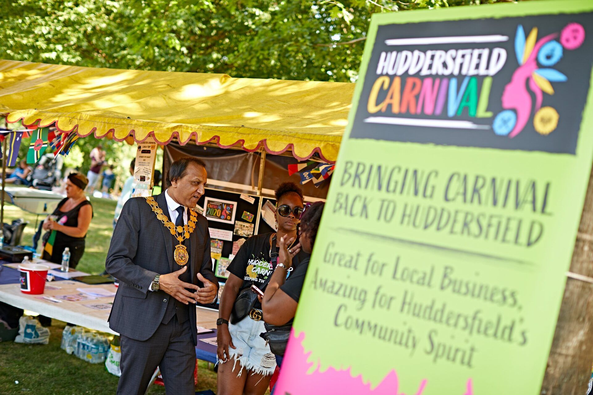 The Mayor of Kirklees at the Huddersfield Carnival stand.