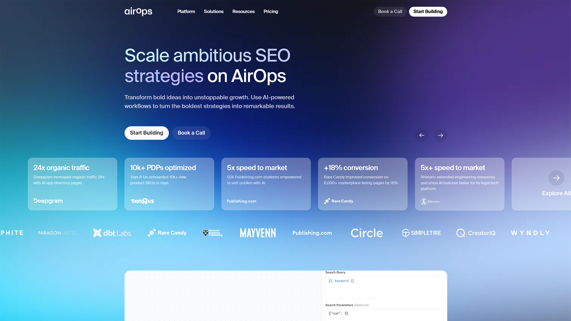 AirOps Start Building page