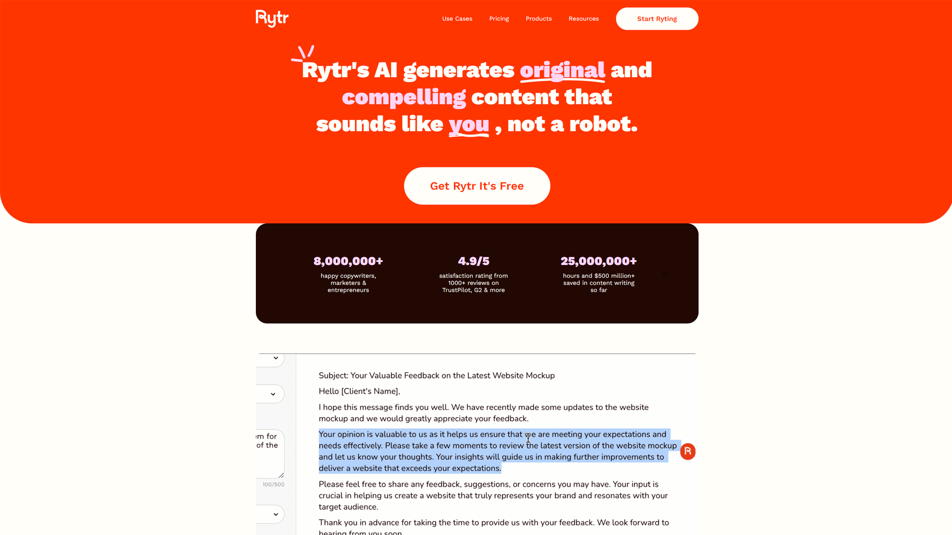 Rytr Homepage