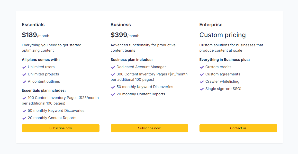 Clearscope pricing