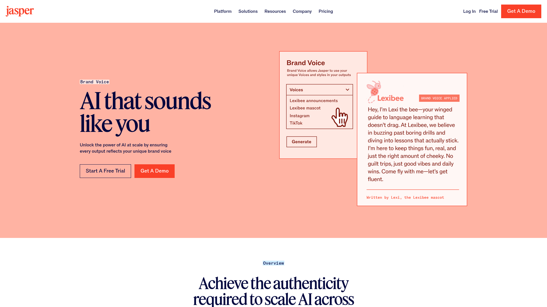 Jasper Brand Voice management enabling consistent tone across brands, audiences, and languages
