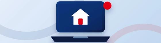 Ordinateur portable affichant une maison