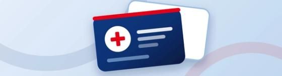 Deux cartes d'assurance maladie, dont une avec une croix de santé