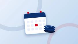 Calendrier et pile de pièces