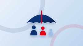 Parapluie protégeant une famille de trois personnes